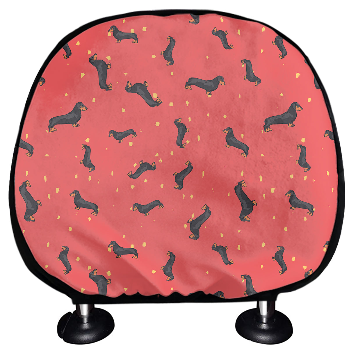 Cute Dachshund Pattern Print Car Headrest Covers