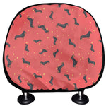 Cute Dachshund Pattern Print Car Headrest Covers