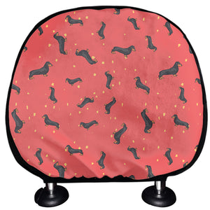 Cute Dachshund Pattern Print Car Headrest Covers