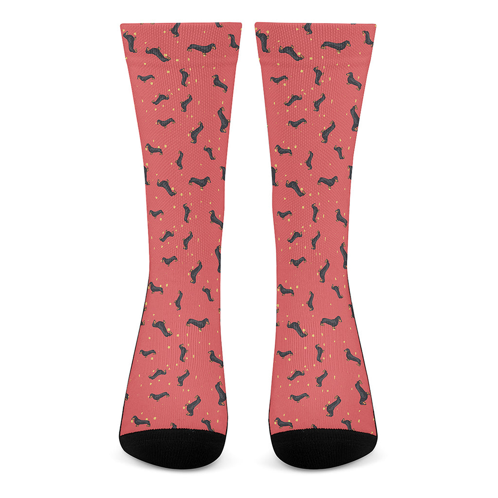 Cute Dachshund Pattern Print Crew Socks