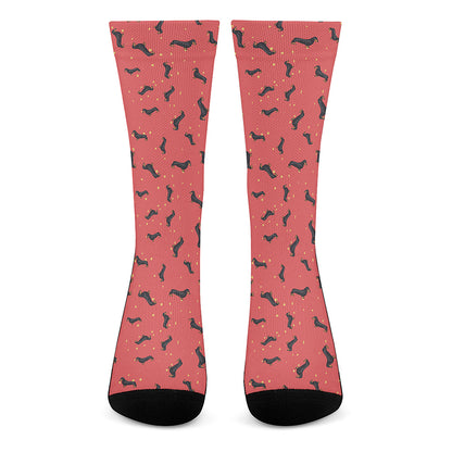 Cute Dachshund Pattern Print Crew Socks