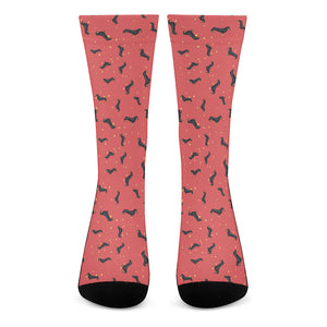 Cute Dachshund Pattern Print Crew Socks