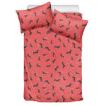 Cute Dachshund Pattern Print Duvet Cover Bedding Set