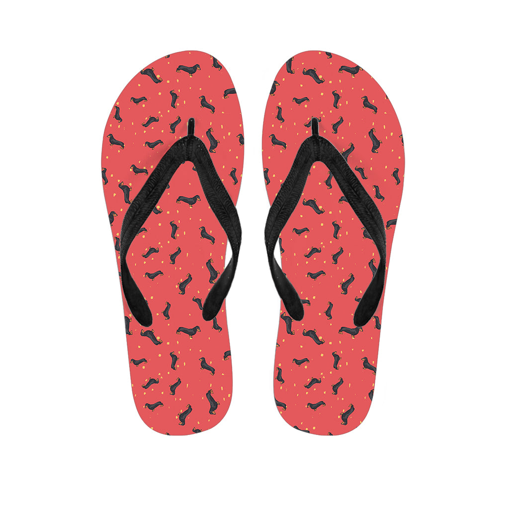 Cute Dachshund Pattern Print Flip Flops