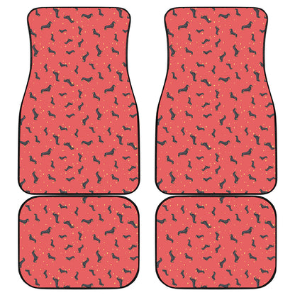 Cute Dachshund Pattern Print Front and Back Car Floor Mats