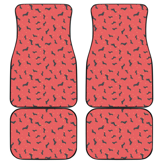 Cute Dachshund Pattern Print Front and Back Car Floor Mats