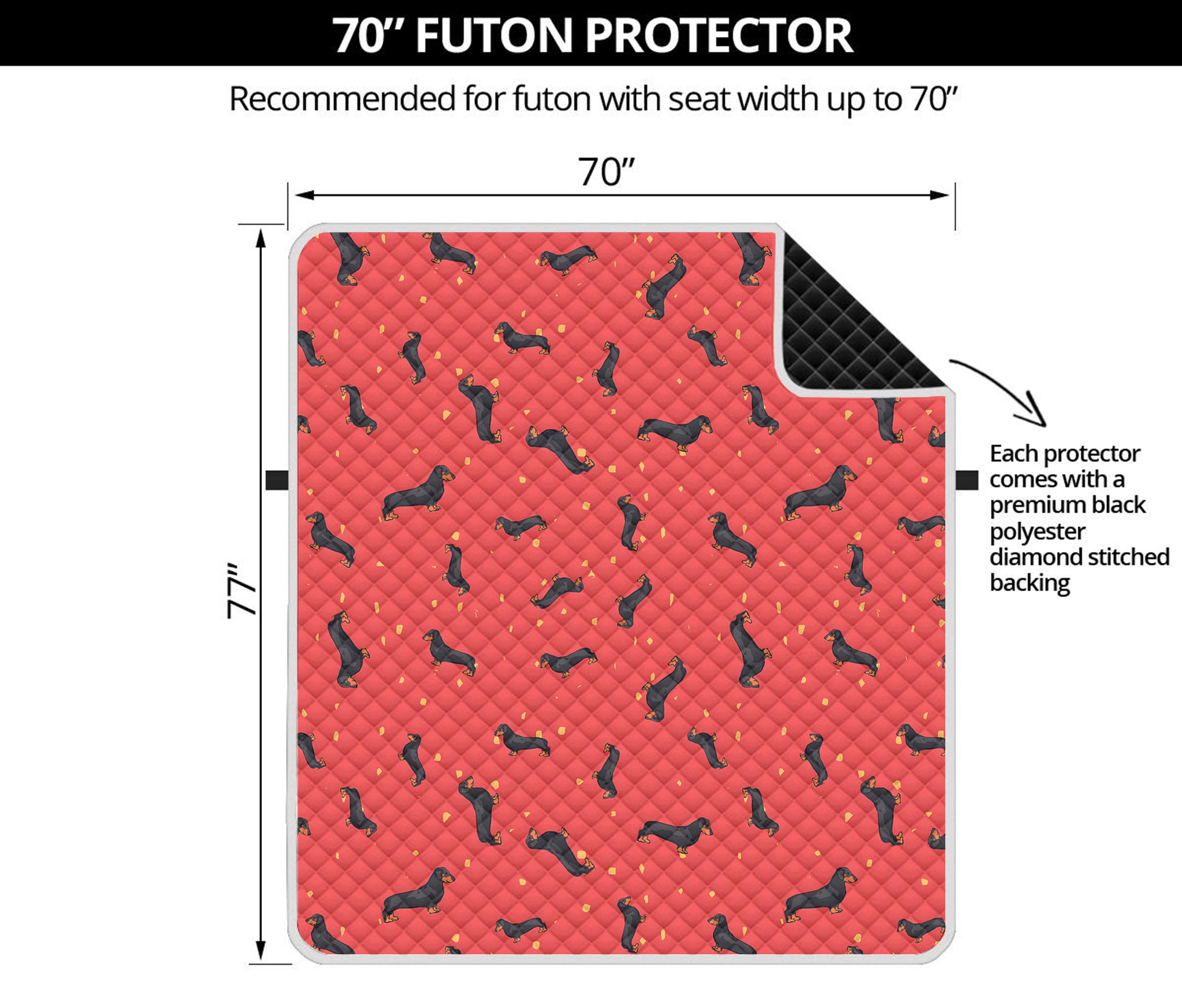 Cute Dachshund Pattern Print Futon Protector