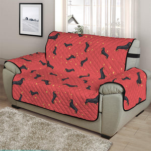 Cute Dachshund Pattern Print Half Sofa Protector