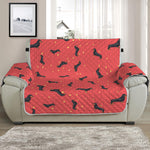 Cute Dachshund Pattern Print Half Sofa Protector