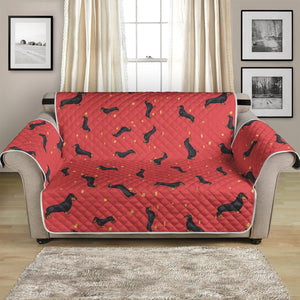 Cute Dachshund Pattern Print Loveseat Protector