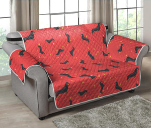 Cute Dachshund Pattern Print Loveseat Protector