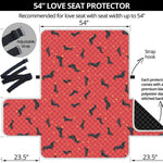 Cute Dachshund Pattern Print Loveseat Protector