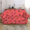 Cute Dachshund Pattern Print Loveseat Slipcover