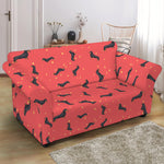 Cute Dachshund Pattern Print Loveseat Slipcover