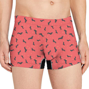 Cute Dachshund Pattern Print Men's Boxer Briefs