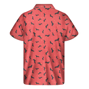 Cute Dachshund Pattern Print Men's Short Sleeve Shirt
