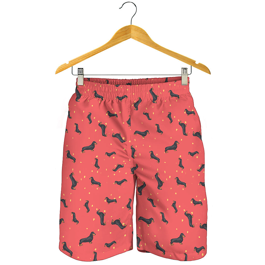 Cute Dachshund Pattern Print Men's Shorts