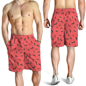 Cute Dachshund Pattern Print Men's Shorts