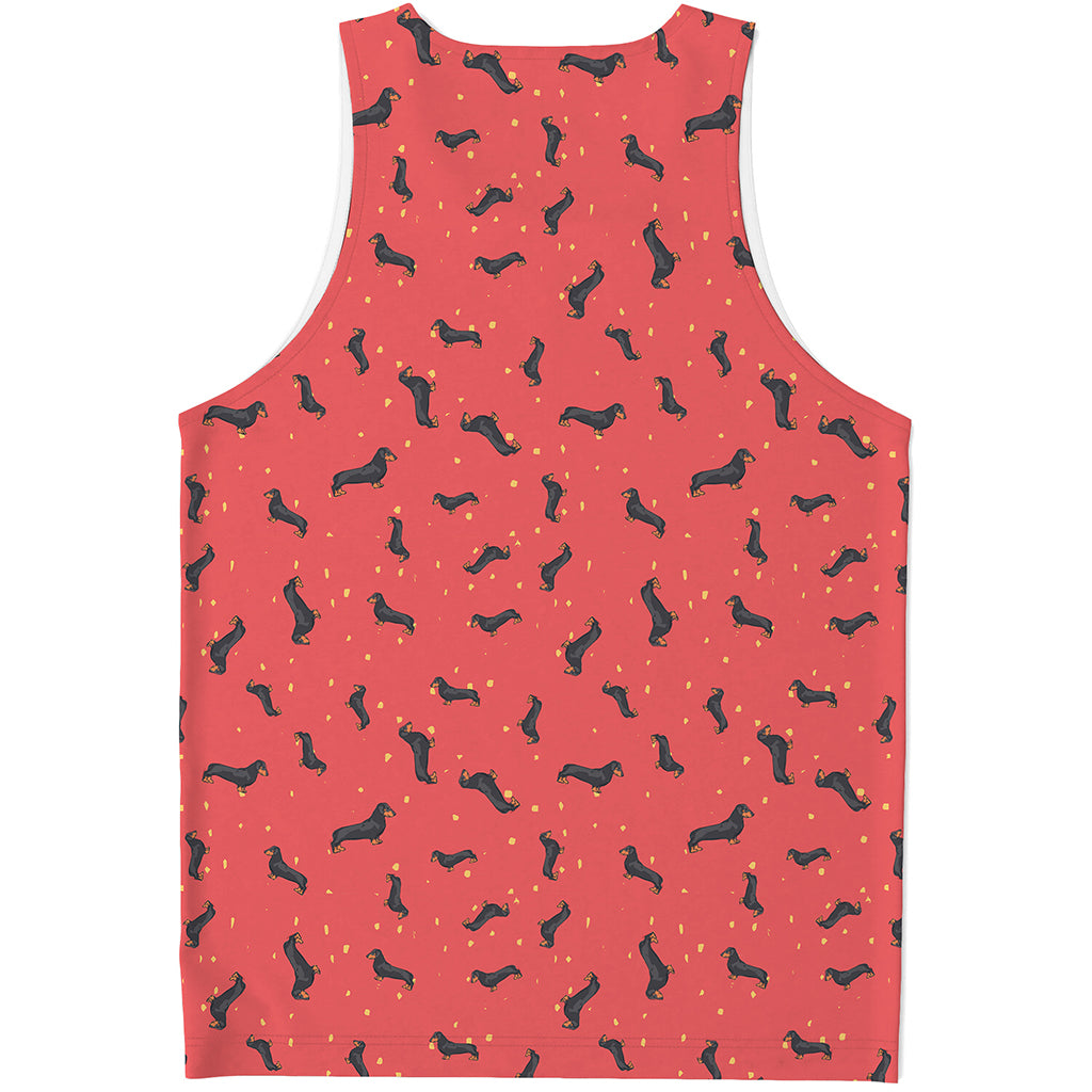 Cute Dachshund Pattern Print Men's Tank Top