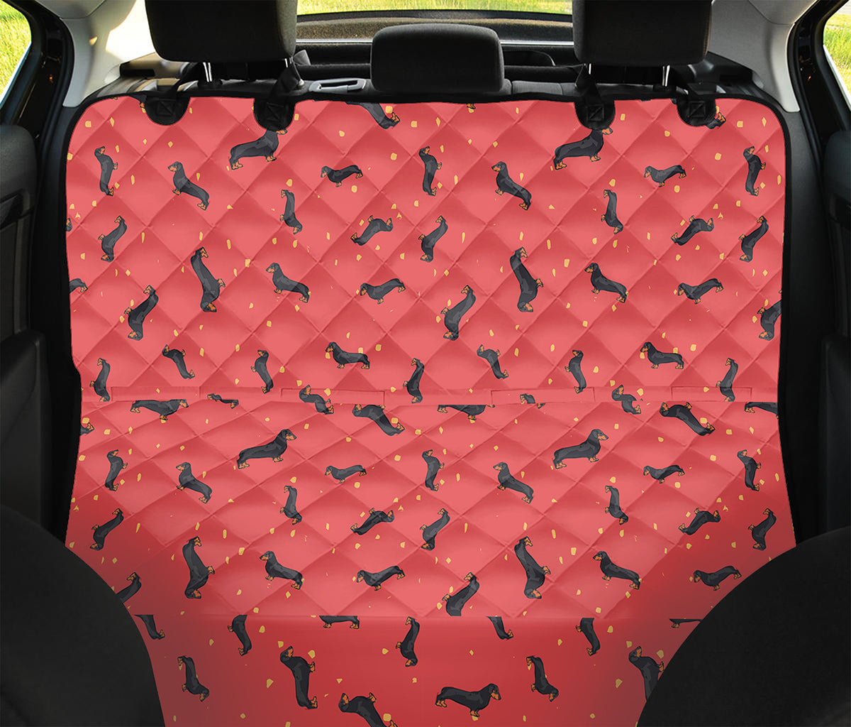 Cute Dachshund Pattern Print Pet Car Back Seat Cover