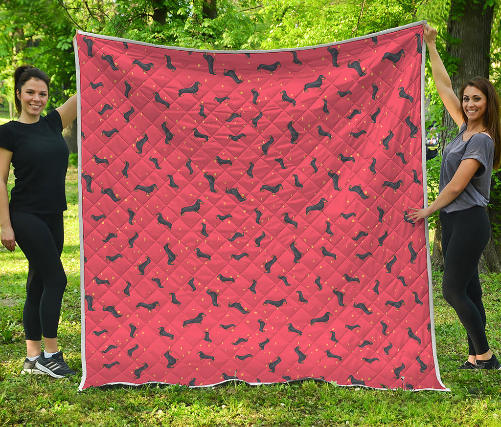 Cute Dachshund Pattern Print Quilt