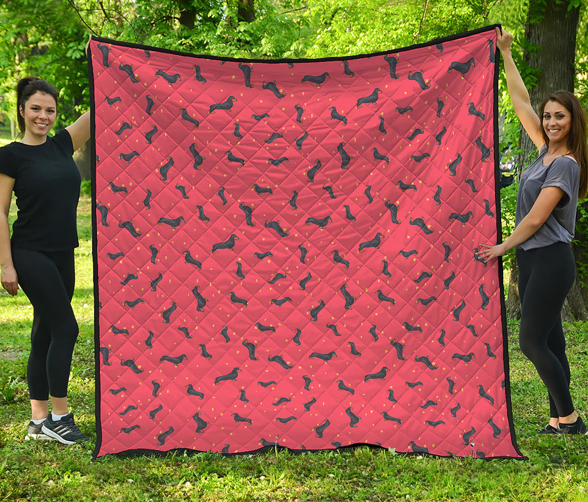 Cute Dachshund Pattern Print Quilt