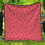 Cute Dachshund Pattern Print Quilt