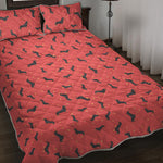 Cute Dachshund Pattern Print Quilt Bed Set