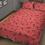 Cute Dachshund Pattern Print Quilt Bed Set