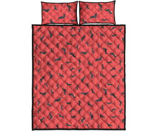 Cute Dachshund Pattern Print Quilt Bed Set