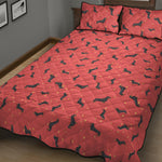 Cute Dachshund Pattern Print Quilt Bed Set