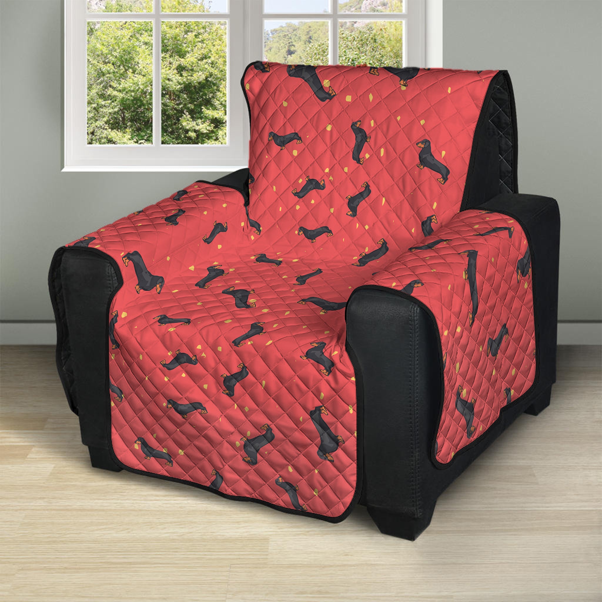 Cute Dachshund Pattern Print Recliner Protector