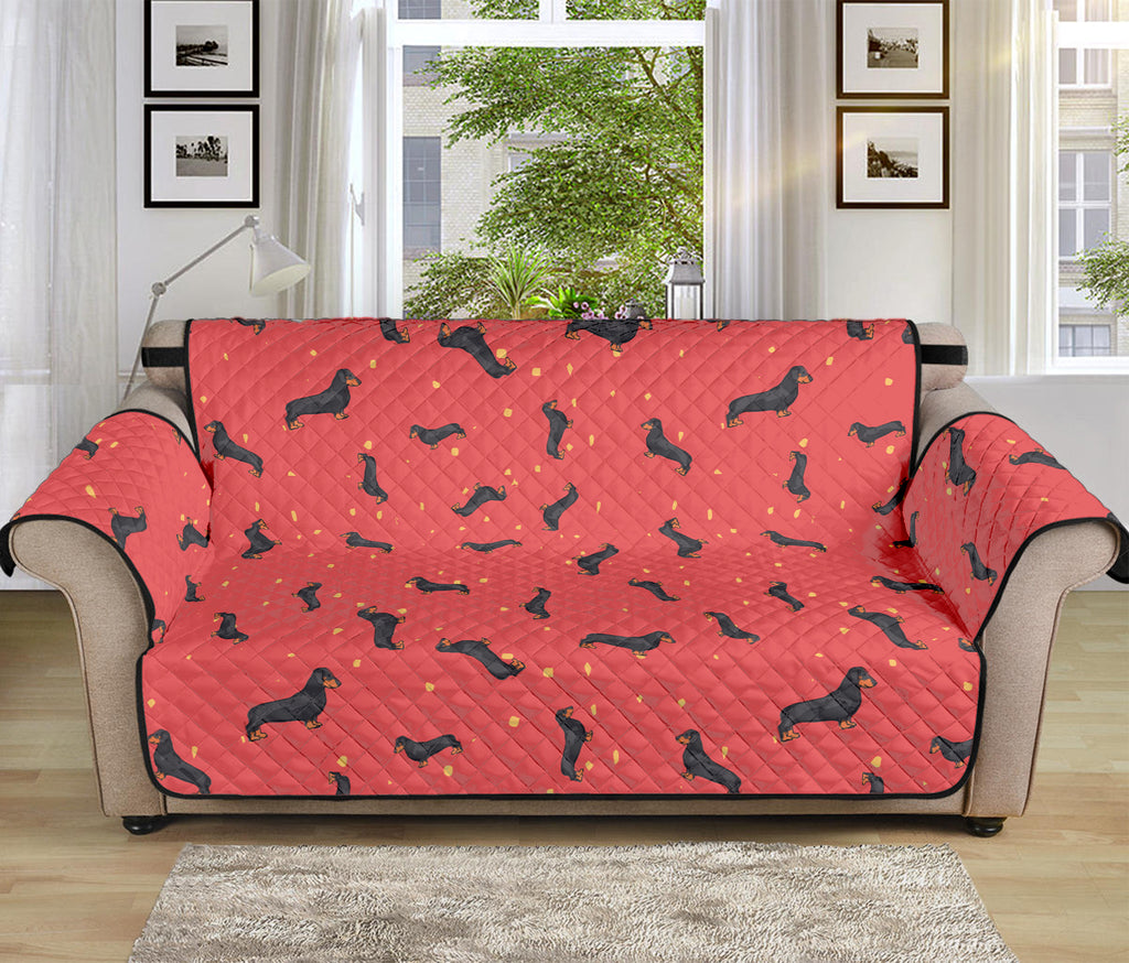 Cute Dachshund Pattern Print Sofa Protector