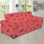 Cute Dachshund Pattern Print Sofa Slipcover