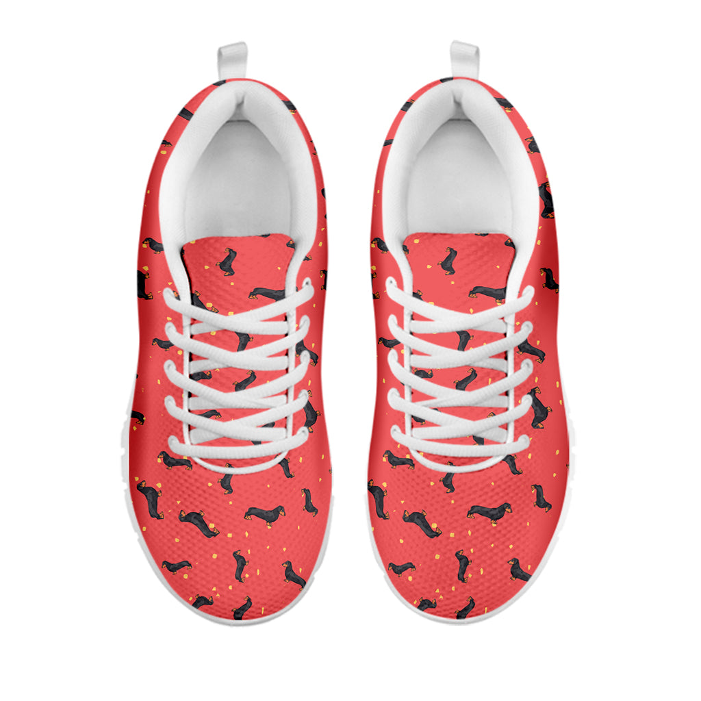 Cute Dachshund Pattern Print White Sneakers