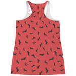 Cute Dachshund Pattern Print Women's Racerback Tank Top