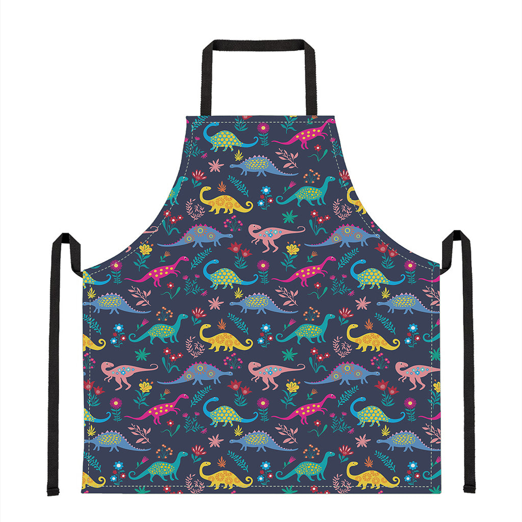 Cute Dino Floral Pattern Print Apron