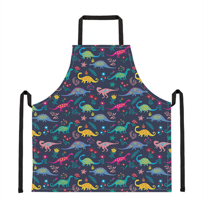 Cute Dino Floral Pattern Print Apron