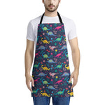 Cute Dino Floral Pattern Print Apron