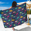 Cute Dino Floral Pattern Print Beach Sarong Wrap