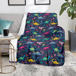 Cute Dino Floral Pattern Print Blanket