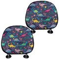 Cute Dino Floral Pattern Print Car Headrest Covers