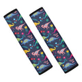 Cute Dino Floral Pattern Print Car Seat Belt Covers