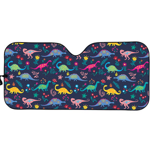 Cute Dino Floral Pattern Print Car Sun Shade