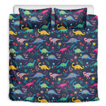 Cute Dino Floral Pattern Print Duvet Cover Bedding Set