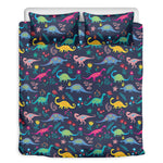 Cute Dino Floral Pattern Print Duvet Cover Bedding Set