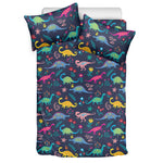 Cute Dino Floral Pattern Print Duvet Cover Bedding Set