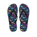 Cute Dino Floral Pattern Print Flip Flops