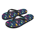 Cute Dino Floral Pattern Print Flip Flops