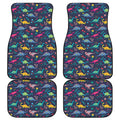 Cute Dino Floral Pattern Print Front and Back Car Floor Mats